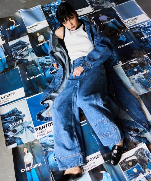 WONEM（ウォンエム）の「ヘムポケットダブルウエストジーンズ（デニムパンツ・レディース・ブルー/ブラック・1/2）」の14枚目の写真