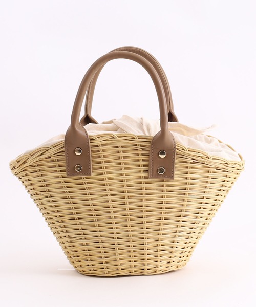 COOCO(クーコ)の「【天然素材】ラタン×フェイクレザーカゴバッグ(かごバッグ・レディース・ナチュラル/ブラウン・9)」の7枚目の写真