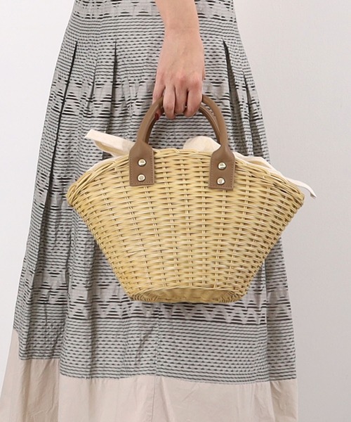 COOCO(クーコ)の「【天然素材】ラタン×フェイクレザーカゴバッグ(かごバッグ・レディース・ナチュラル/ブラウン・9)」の11枚目の写真