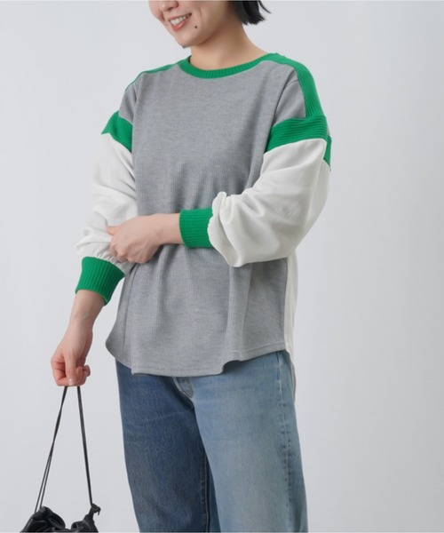 LUCA/LADY LUCK LUCA（ルカ/レディラックルカ）の「LC/LLL サマーコールリブ切替カットソー / バックタックリブデザインカットソー（Tシャツ/カットソー・レディース・ブラック/オフホワイト/グレー・FREE）」の3枚目の写真