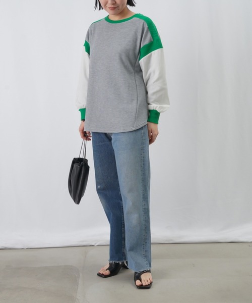 LUCA/LADY LUCK LUCA（ルカ/レディラックルカ）の「LC/LLL サマーコールリブ切替カットソー / バックタックリブデザインカットソー（Tシャツ/カットソー・レディース・ブラック/オフホワイト/グレー・FREE）」の6枚目の写真