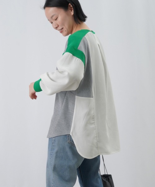 LUCA/LADY LUCK LUCA（ルカ/レディラックルカ）の「LC/LLL サマーコールリブ切替カットソー / バックタックリブデザインカットソー（Tシャツ/カットソー・レディース・ブラック/オフホワイト/グレー・FREE）」の5枚目の写真