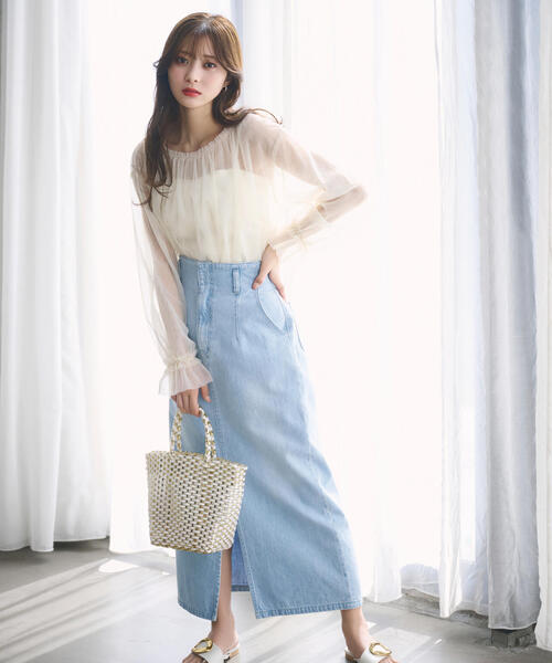 PROPORTION BODY DRESSING（プロポーションボディドレッシング）の「シアーチュールブラウス / 1214110404（シャツ/ブラウス・レディース・ブラック/ダークグレー/ホワイト系その他・FREE）」の4枚目の写真