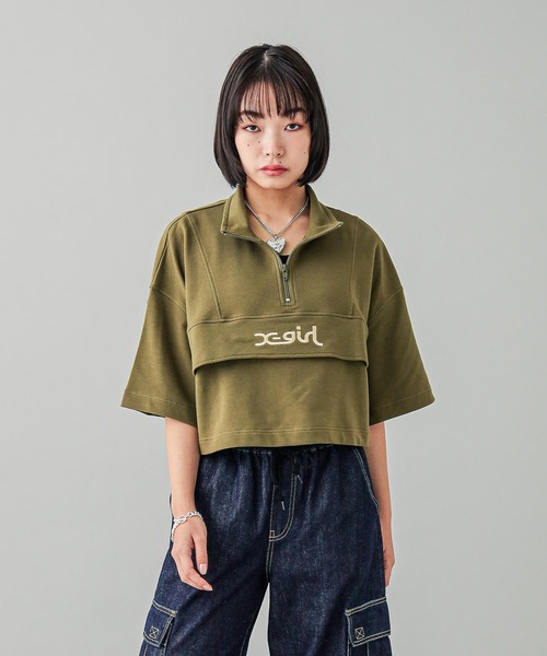 X-girl（エックスガール）の「CROPPED ANORAK TOP（スウェット