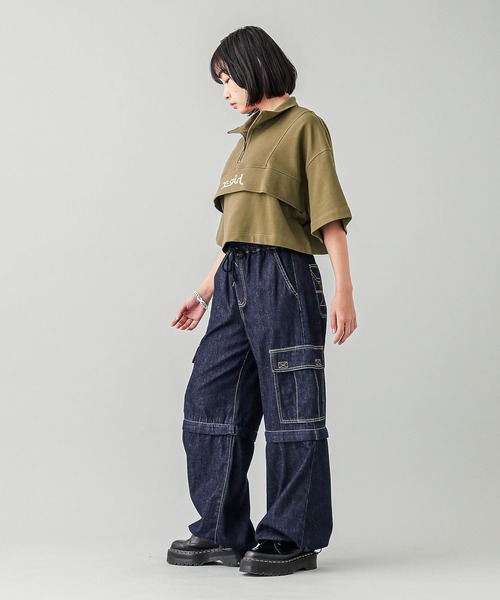 X-girl（エックスガール）の「CROPPED ANORAK TOP（スウェット・レディース・ブラック/オリーブ/ライトパープル・S/M）」の9枚目の写真