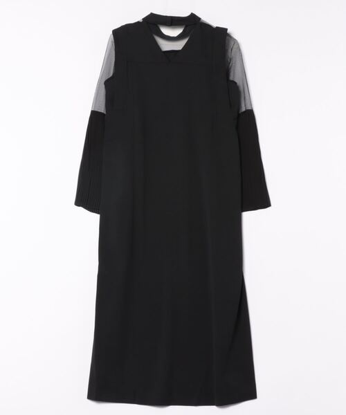 Settimissimo(セッティミッシモ)の「プリーツフレア 切替スリーブ ワンピース ドレス オケージョン(ワンピース・レディース・ブラック/ベージュ・FREE)」の3枚目の写真