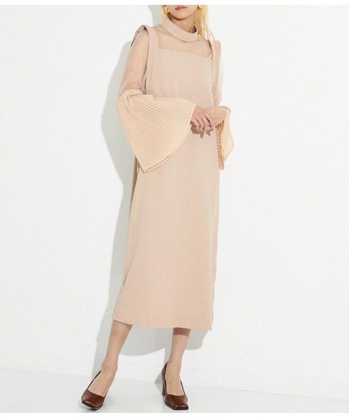 Settimissimo(セッティミッシモ)の「プリーツフレア 切替スリーブ ワンピース ドレス オケージョン(ワンピース・レディース・ブラック/ベージュ・FREE)」の2枚目の写真