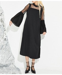 Settimissimo | プリーツフレア 切替スリーブ ワンピース ドレス オケージョン(ワンピース)