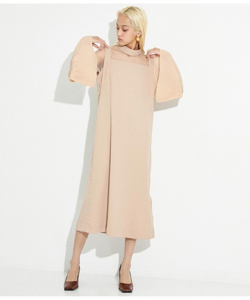 Settimissimo(セッティミッシモ)の「プリーツフレア 切替スリーブ ワンピース ドレス オケージョン(ワンピース・レディース・ブラック/ベージュ・FREE)」の22枚目の写真