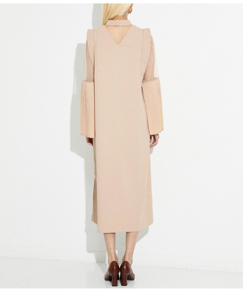 Settimissimo(セッティミッシモ)の「プリーツフレア 切替スリーブ ワンピース ドレス オケージョン(ワンピース・レディース・ブラック/ベージュ・FREE)」の8枚目の写真