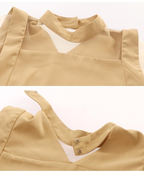 Settimissimo(セッティミッシモ)の「プリーツフレア 切替スリーブ ワンピース ドレス オケージョン(ワンピース・レディース・ブラック/ベージュ・FREE)」の11枚目の写真