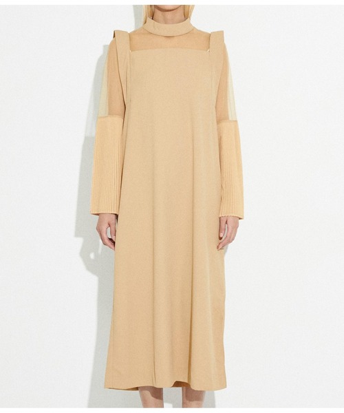 Settimissimo(セッティミッシモ)の「プリーツフレア 切替スリーブ ワンピース ドレス オケージョン(ワンピース・レディース・ブラック/ベージュ・FREE)」の6枚目の写真