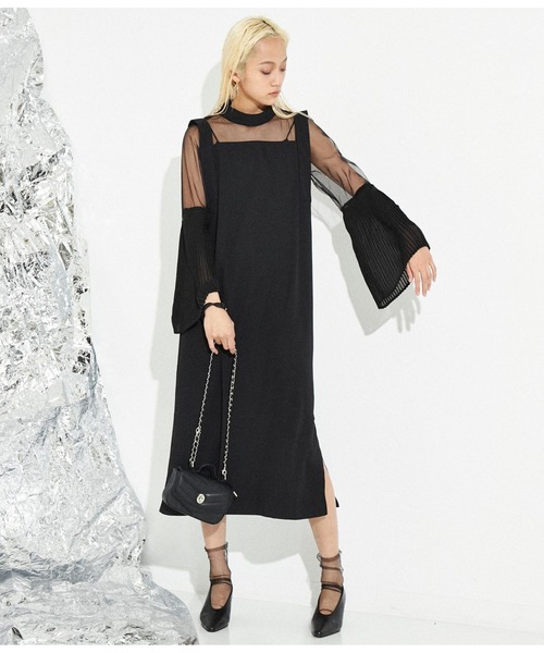 Settimissimo(セッティミッシモ)の「プリーツフレア 切替スリーブ ワンピース ドレス オケージョン(ワンピース・レディース・ブラック/ベージュ・FREE)」の13枚目の写真