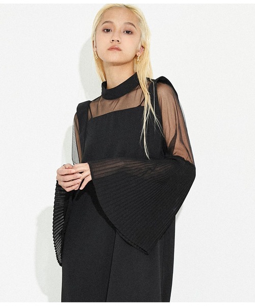 Settimissimo(セッティミッシモ)の「プリーツフレア 切替スリーブ ワンピース ドレス オケージョン(ワンピース・レディース・ブラック/ベージュ・FREE)」の12枚目の写真