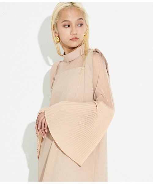 Settimissimo(セッティミッシモ)の「プリーツフレア 切替スリーブ ワンピース ドレス オケージョン(ワンピース・レディース・ブラック/ベージュ・FREE)」の19枚目の写真