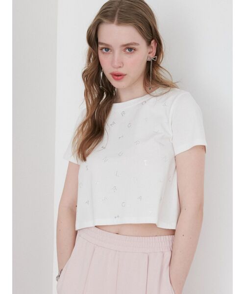 CALNAMUR（カルナムール）の「CALNAMUR キラキラ Tシャツ（Tシャツ/カットソー・レディース・ブラック/ホワイト/ピンク・FREE）」の2枚目の写真