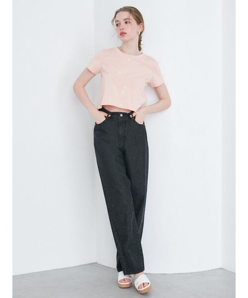 CALNAMUR（カルナムール）の「CALNAMUR キラキラ Tシャツ（Tシャツ/カットソー・レディース・ブラック/ホワイト/ピンク・FREE）」の5枚目の写真