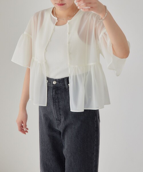 EMMEL REFINES（エメルリファインズ）の「＜EMMEL REFINES＞EM ニットオーガン 2WAY ブラウス（シャツ/ブラウス・レディース・ブラック/ホワイト/オレンジ・FREE）」の14枚目の写真