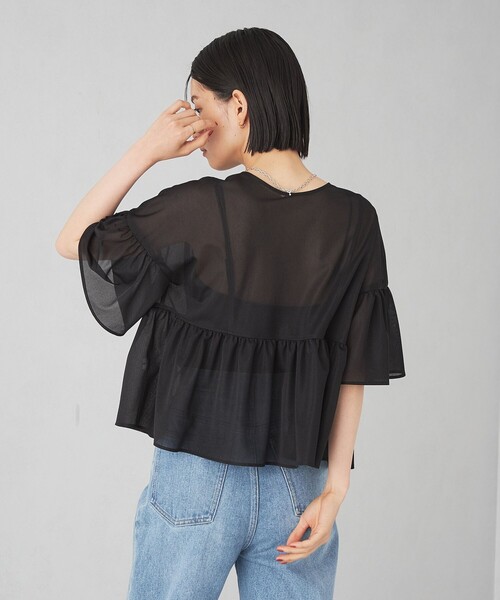 EMMEL REFINES（エメルリファインズ）の「＜EMMEL REFINES＞EM ニットオーガン 2WAY ブラウス（シャツ/ブラウス・レディース・ブラック/ホワイト/オレンジ・FREE）」の5枚目の写真