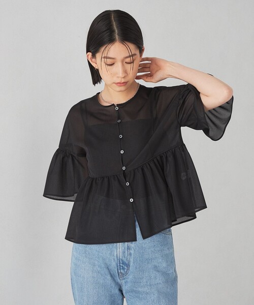 EMMEL REFINES（エメルリファインズ）の「＜EMMEL REFINES＞EM ニットオーガン 2WAY ブラウス（シャツ/ブラウス・レディース・ブラック/ホワイト/オレンジ・FREE）」の4枚目の写真