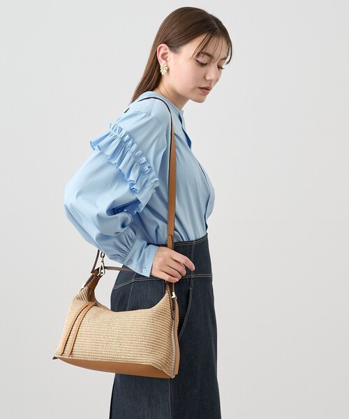 ANAYI（アナイ）の「◇ストローレザーワンハンドルバッグ（ハンドバッグ・レディース・ブラウン/オフホワイト/ターコイズブルー・FREE）」の3枚目の写真