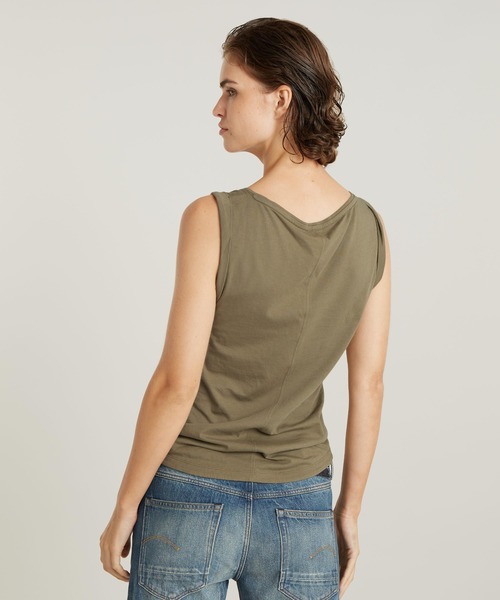G-STAR(ジースター)の「ADJUSTABLE TUCKED SLEEVE TOP/アジャスタブルタックデザインタンクトップ(タンクトップ・レディース・グリーン系その他/ダークブラック・SMALL/X-SMALL/MEDIUM)」の4枚目の写真