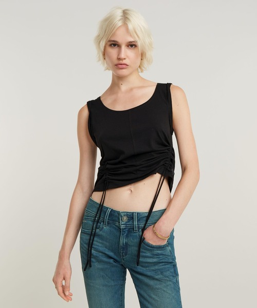 G-STAR(ジースター)の「ADJUSTABLE TUCKED SLEEVE TOP/アジャスタブルタックデザインタンクトップ(タンクトップ・レディース・グリーン系その他/ダークブラック・SMALL/X-SMALL/MEDIUM)」の9枚目の写真