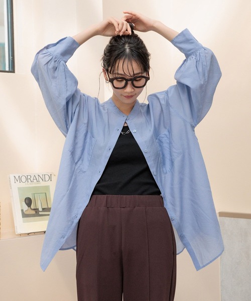 LOWRYS FARM(ローリーズファーム)の「シアーバンドシャツ 991800(シャツ/ブラウス・レディース・グレー/ピンク/ブルー/グリーン/アイボリー/ホワイト系その他・SHORT/LONG)」の22枚目の写真