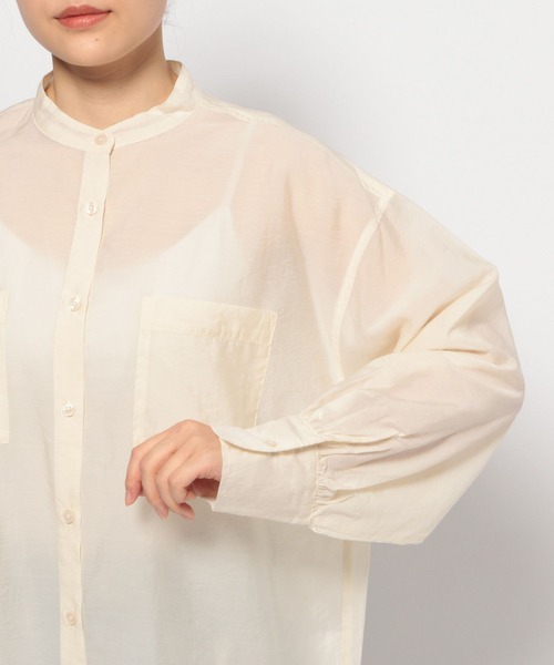 LOWRYS FARM(ローリーズファーム)の「シアーバンドシャツ 991800(シャツ/ブラウス・レディース・グレー/ピンク/ブルー/グリーン/アイボリー/ホワイト系その他・SHORT/LONG)」の16枚目の写真