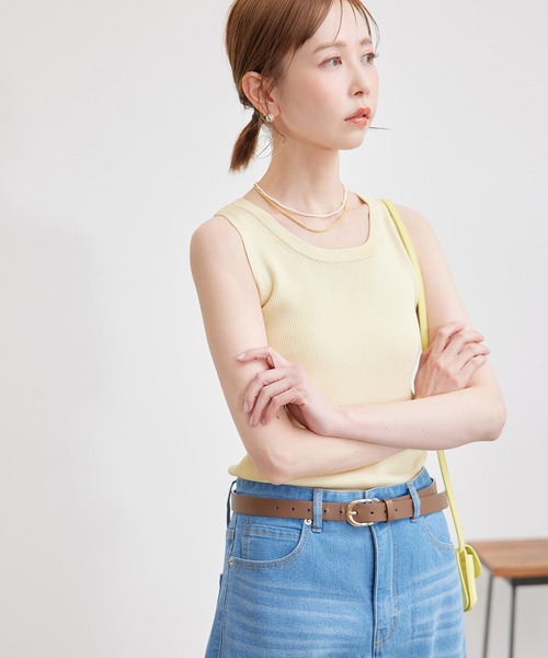 ROPE' PICNIC（ロペピクニック）の「メタルライクヤーンニットインナー（タンクトップ・レディース・ブラック/ホワイト/クリーム・38）」の18枚目の写真