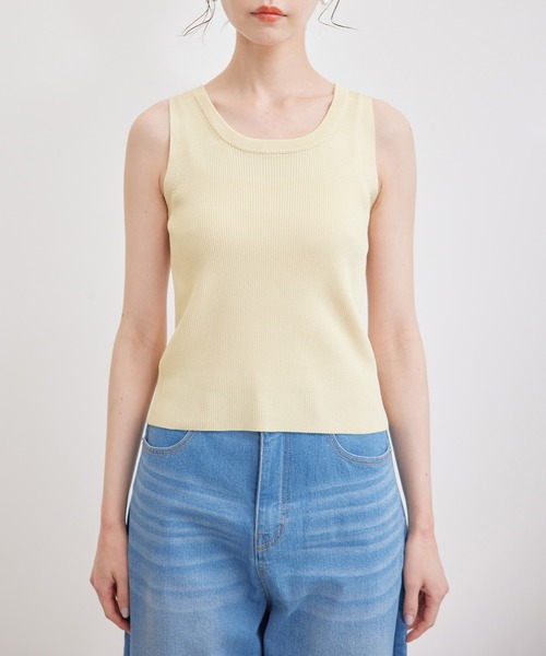 ROPE' PICNIC（ロペピクニック）の「メタルライクヤーンニットインナー（タンクトップ・レディース・ブラック/ホワイト/クリーム・38）」の19枚目の写真