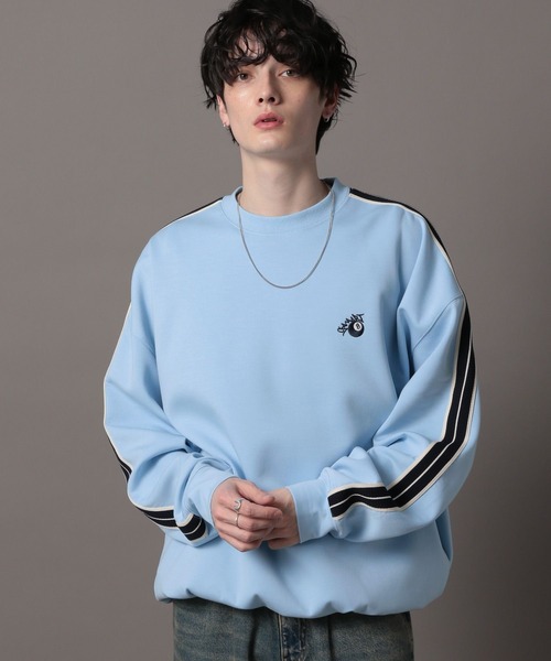 RAGEBLUE（レイジブルー）の「＜WEB限定＞袖サイドライン/ワンポイント刺繍テッククルーネックスウェット（スウェット・メンズ・ホワイト/ライトブルー/ブラック・MEDIUM/LARGE）」の3枚目の写真