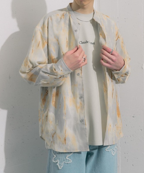 SENSE OF PLACE by URBAN RESEARCH（センスオブプレイスバイアーバンリサーチ）の「マーブルプリントバンドカラーシャツ（シャツ/ブラウス・メンズ・その他2/その他1・LARGE/MEDIUM）」の2枚目の写真