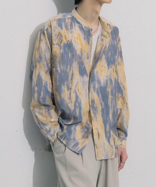 SENSE OF PLACE by URBAN RESEARCH（センスオブプレイスバイアーバンリサーチ）の「マーブルプリントバンドカラーシャツ（シャツ/ブラウス・メンズ・その他2/その他1・LARGE/MEDIUM）」の3枚目の写真