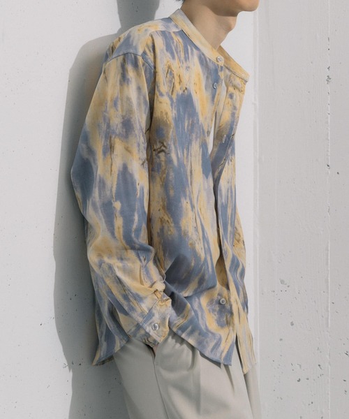 SENSE OF PLACE by URBAN RESEARCH（センスオブプレイスバイアーバンリサーチ）の「マーブルプリントバンドカラーシャツ（シャツ/ブラウス・メンズ・その他2/その他1・LARGE/MEDIUM）」の4枚目の写真