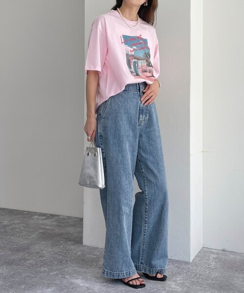 fredy emue(フレディエミュ)の「【新色登場】シルケットPHOTO Tシャツ(Tシャツ/カットソー・レディース・オフホワイト/チャコールグレー/ベビーピンク/ピンク・38)」の5枚目の写真