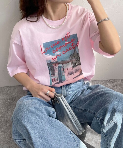 fredy emue(フレディエミュ)の「【新色登場】シルケットPHOTO Tシャツ(Tシャツ/カットソー・レディース・オフホワイト/チャコールグレー/ベビーピンク/ピンク・38)」の8枚目の写真