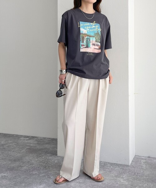 fredy emue(フレディエミュ)の「【新色登場】シルケットPHOTO Tシャツ(Tシャツ/カットソー・レディース・オフホワイト/チャコールグレー/ベビーピンク/ピンク・38)」の12枚目の写真