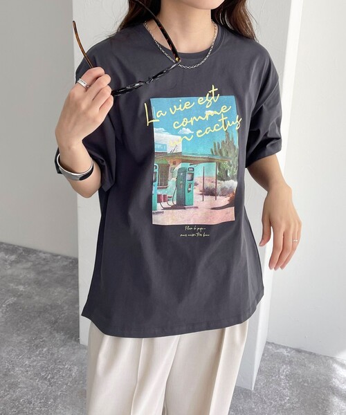 fredy emue(フレディエミュ)の「【新色登場】シルケットPHOTO Tシャツ(Tシャツ/カットソー・レディース・オフホワイト/チャコールグレー/ベビーピンク/ピンク・38)」の18枚目の写真