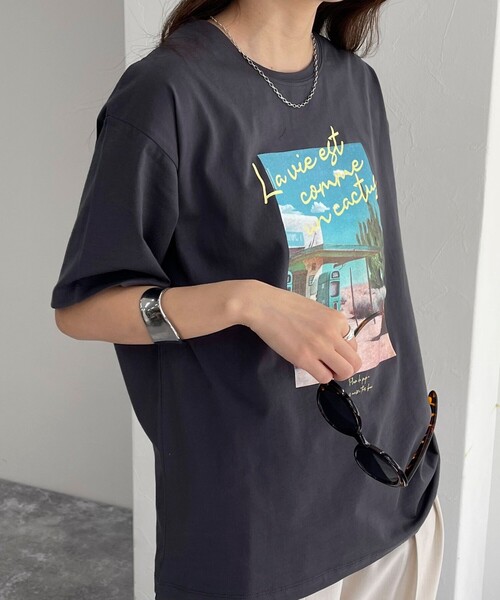 fredy emue(フレディエミュ)の「【新色登場】シルケットPHOTO Tシャツ(Tシャツ/カットソー・レディース・オフホワイト/チャコールグレー/ベビーピンク/ピンク・38)」の19枚目の写真