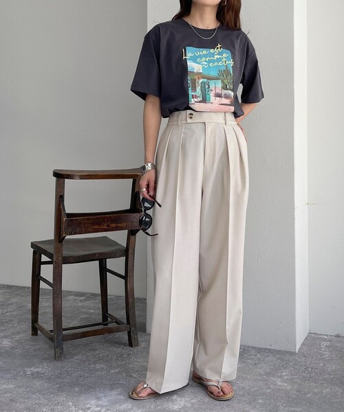 fredy emue(フレディエミュ)の「【新色登場】シルケットPHOTO Tシャツ(Tシャツ/カットソー・レディース・オフホワイト/チャコールグレー/ベビーピンク/ピンク・38)」の20枚目の写真