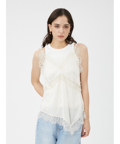 FRAY I.D（フレイアイディー）の「サンドウォッシュシルクキャミ（キャミソール・レディース・ブラック/アイボリー/オレンジ・FREE）」の2枚目の写真