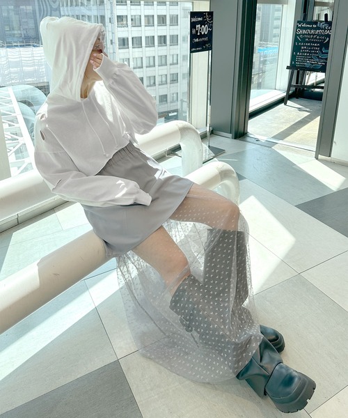 Alley by w closet（アリーバイダブルクローゼット）の「【Alley】ダメージプルオーバー（パーカー・レディース・スミクロ/ライム/オフホワイト・FREE）」の2枚目の写真