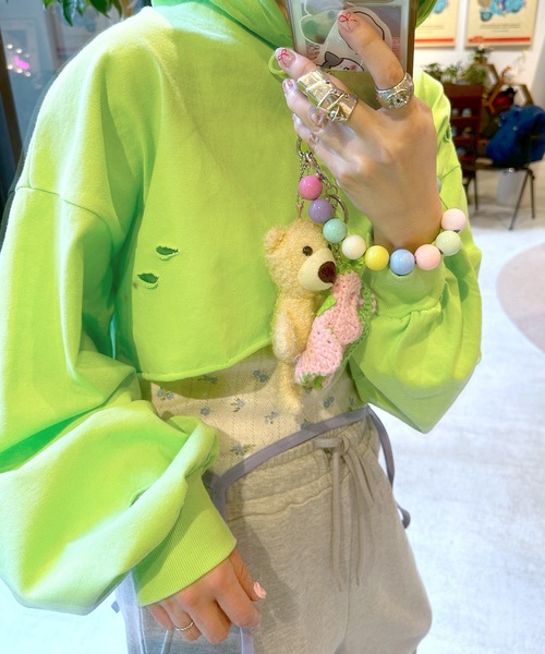 Alley by w closet（アリーバイダブルクローゼット）の「【Alley】ダメージプルオーバー（パーカー・レディース・スミクロ/ライム/オフホワイト・FREE）」の20枚目の写真