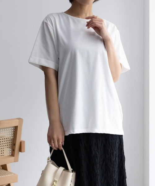 NAVY(ネイビー)の「NAVY 冷感 UVカット ドライ キレイ見えTシャツ(Tシャツ/カットソー・レディース・ベージュ/ホワイト/ブラック・L/M/XL/S)」の1枚目の写真
