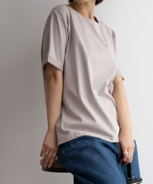 NAVY(ネイビー)の「NAVY 冷感 UVカット ドライ キレイ見えTシャツ(Tシャツ/カットソー・レディース・ベージュ/ホワイト/ブラック・L/M/XL/S)」の9枚目の写真