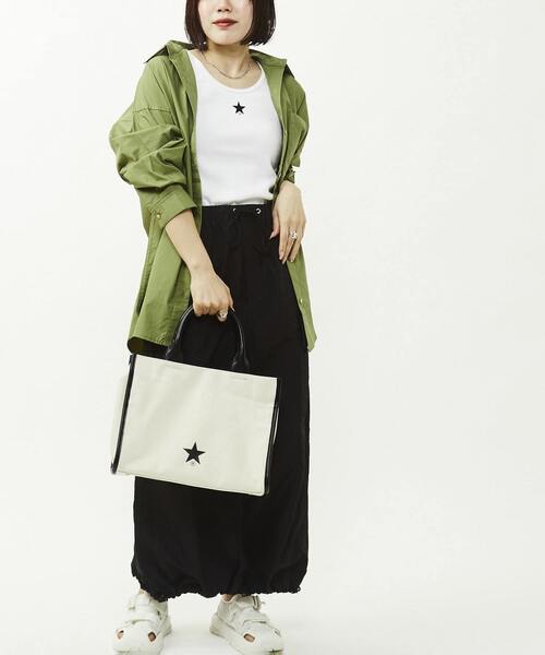 CONVERSE TOKYO（コンバーストウキョウ）の「【WEB LIMITED】STAR★ PATCH SHIRT（シャツ/ブラウス・レディース・ホワイト/ベージュ/カーキ/ブラック・FREE）」の6枚目の写真