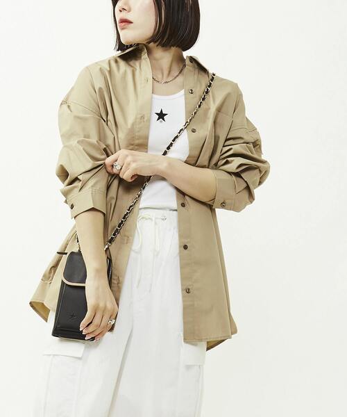 CONVERSE TOKYO（コンバーストウキョウ）の「【WEB LIMITED】STAR★ PATCH SHIRT（シャツ/ブラウス・レディース・ホワイト/ベージュ/カーキ/ブラック・FREE）」の11枚目の写真