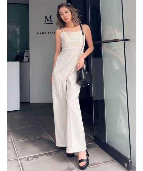 GYDA（ジェイダ）の「サイドOPENワイドロンパース（つなぎ/オールインワン・レディース・ブラック/アイボリー・FREE）」の20枚目の写真