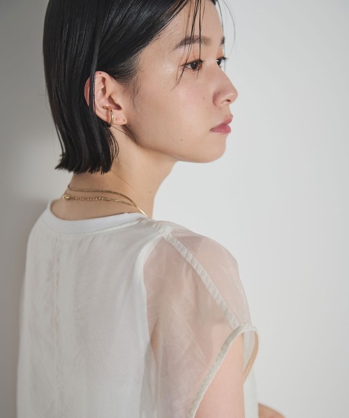 Shelly island（シェリーアイランド）の「ソフトオーガンジーレイヤードプルオーバー（Tシャツ/カットソー・レディース・ホワイト/グレー/ブラック/ブラウン・FREE）」の8枚目の写真